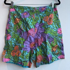 Vintage Handmade Reversible High Waist Botanical Hot Shorts - Medium